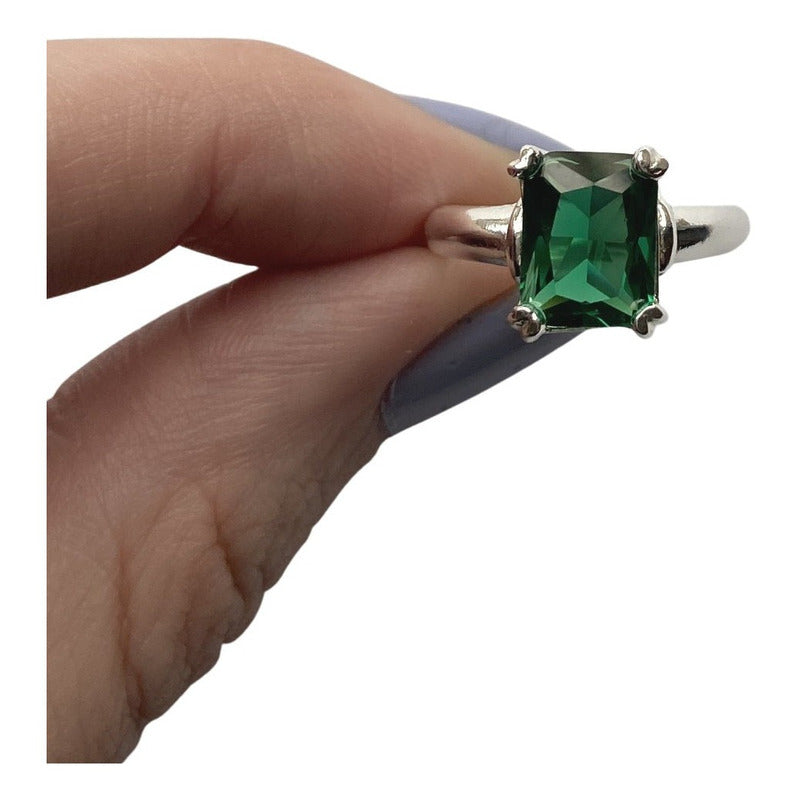 Anel Esmeralda Pura Prata 925 Vintage - Exclusivo