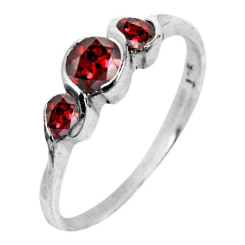Kit de 2 anillos de plata 925 con 3 piedras: amatista y granate.