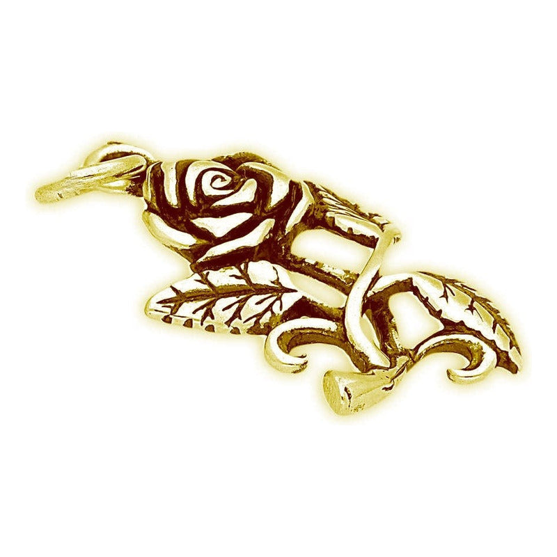 Pingente Flor Rosa Prata 925 Dourada 18k P/ Bracelete Rígido