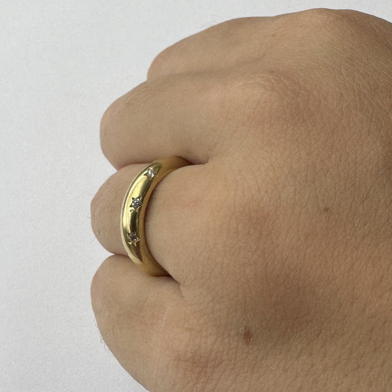 Anel Bombe Star Prata 925 Dourada 18k - Feminina