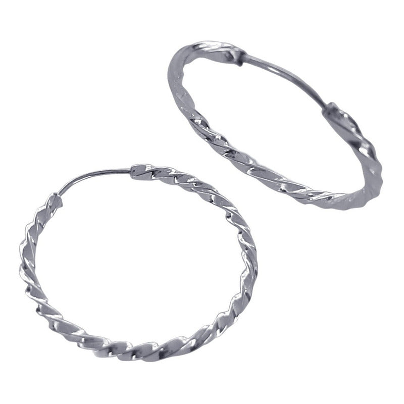 Brinco Argola Pequena De Prata 925 Redonda - 27mm Torcido