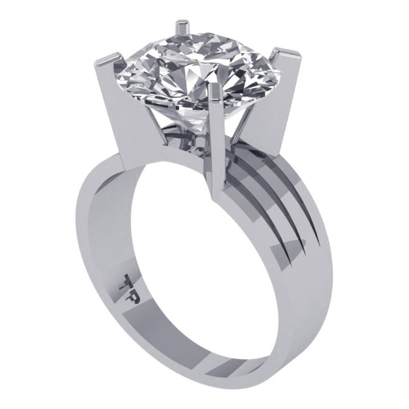 Anel Solitário Zirconia Grande Pura Prata 925 - Exclusivo