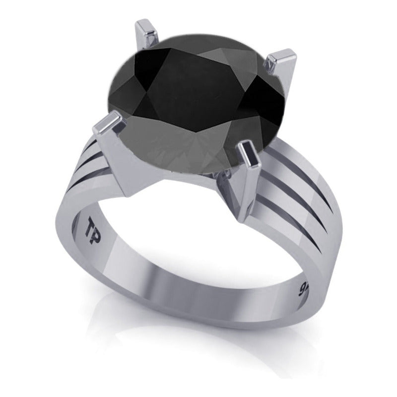 Anel Solitário Black Onix Grande Pura Prata 925 - Exclusivo