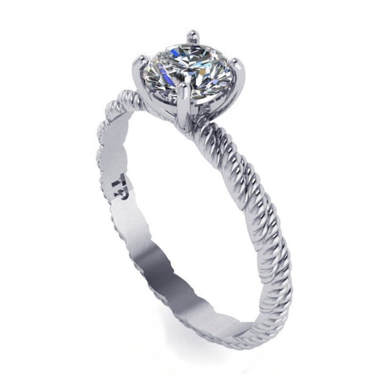 Anel Solitário Prata 925 Torcido Zirconia - Exclusivo