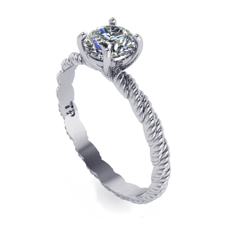 Anel Solitário Prata 925 Torcido Zirconia - Exclusivo
