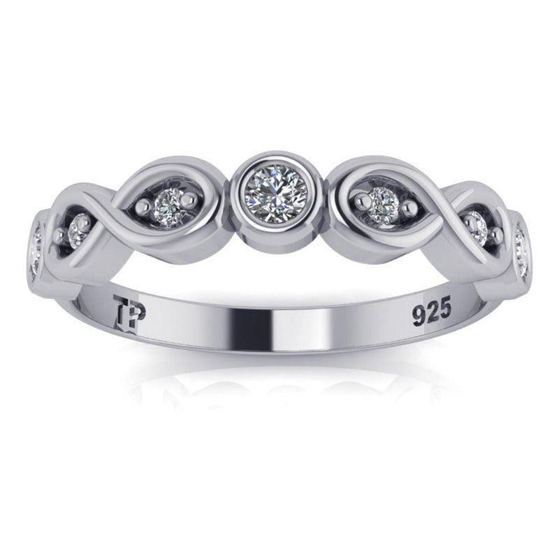 Anel Infinito Zircônias Pura Prata 925 - Melhor Preço