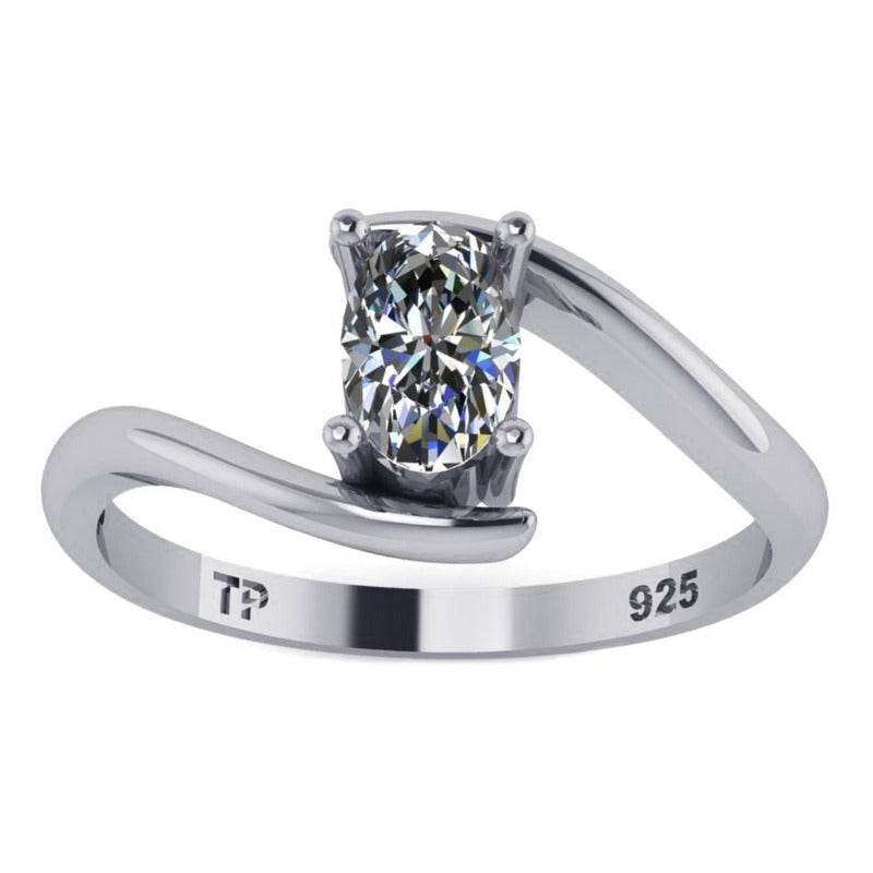 Anel De Prata 925 Solitário Miami Zirconia - Feminino