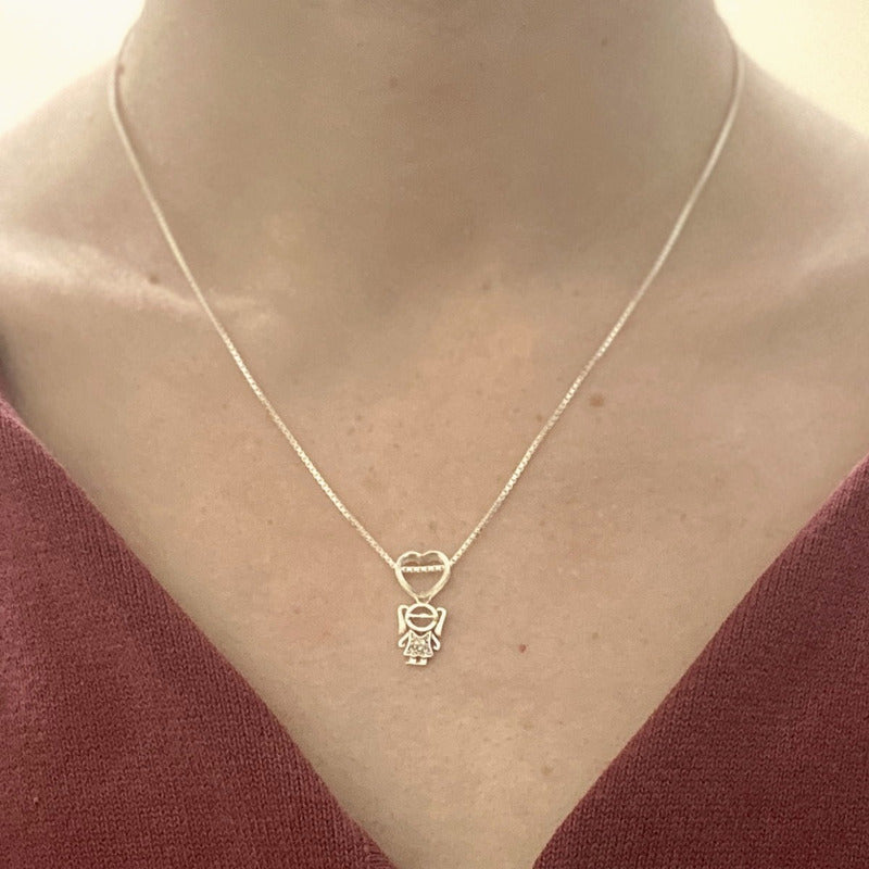 Colar Canga 1 Menina Zircônia Prata 925