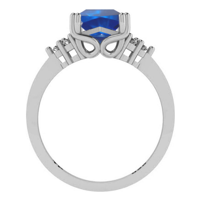 Anel Vintage Clássico Safira Azul Pura Prata 925 - Feminino