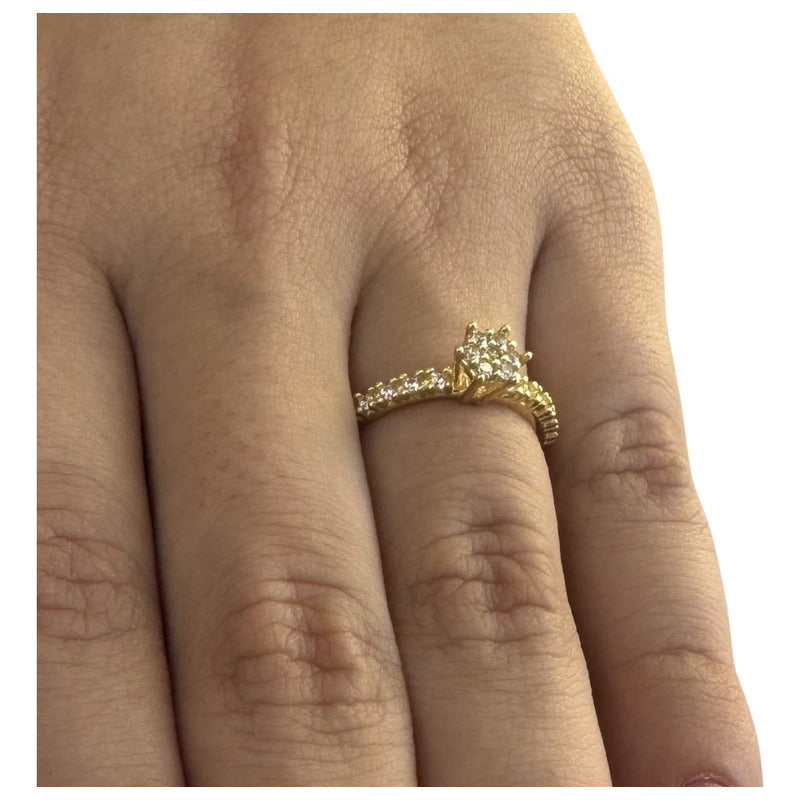 Anel Chuveirinho Zircônias Prata 925 Dourada 18k- Exclusivo
