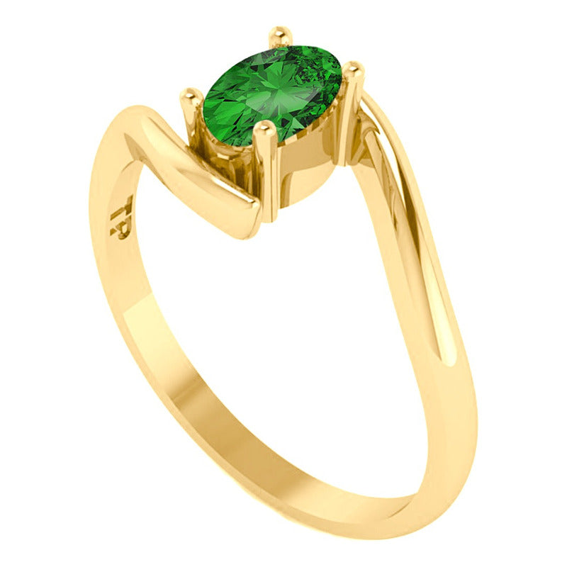 Anel Miami Prata 925 Dourada Ouro 18k - Esmeralda