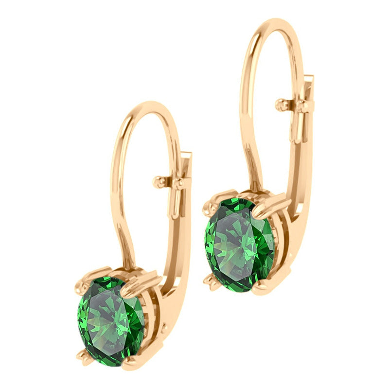 Kit Anel E Brinco Oval Prata 925 Dourada 18k - Esmeralda