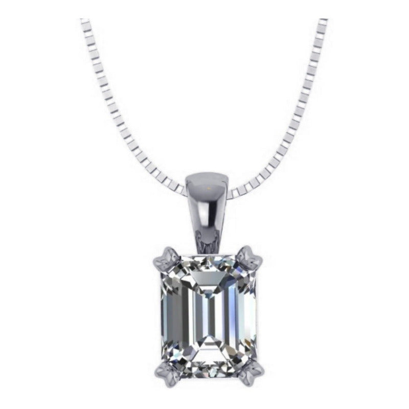 Colar Prata 925 Retangular Zirconia - Exclusivo