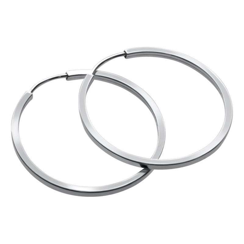 925 Silver Round Hoop Earring - 25mm Women's