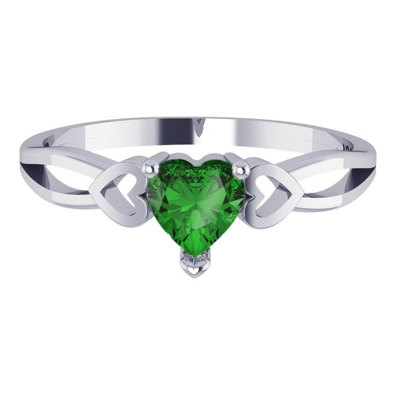 Pure 925 Silver Ring Eternal Emerald Heart - Exclusive