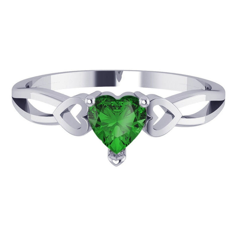 Pure 925 Silver Ring Eternal Emerald Heart - Exclusive