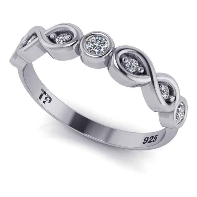 Anel Infinito Zircônias Pura Prata 925 - Melhor Preço