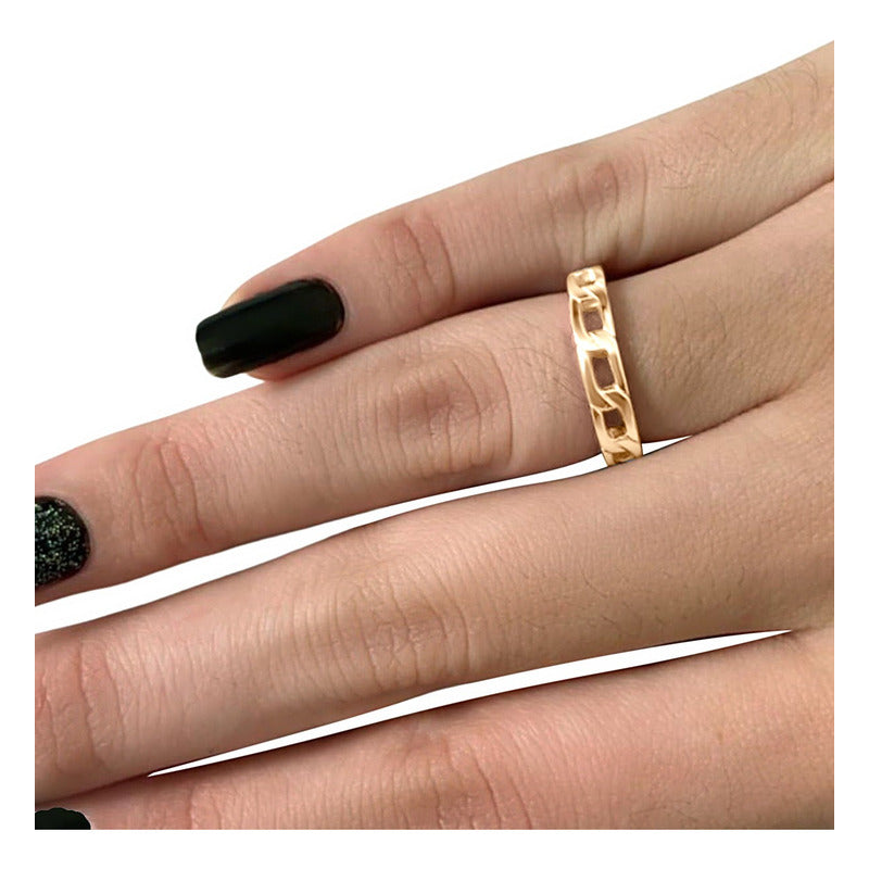 Anel Corrente Fino Prata 925 Dourada 18k - Exclusivo