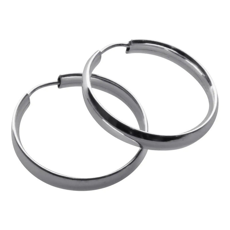 Argola Brinco Pura Prata 925 - 3,5cm - Tubo Largo Prata