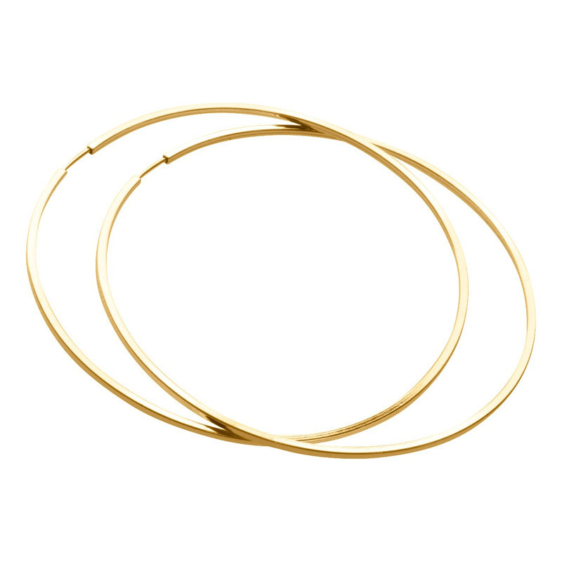 Argola Brinco Grande 7cm Prata 925 Dourada 18k Tubo Quadrado