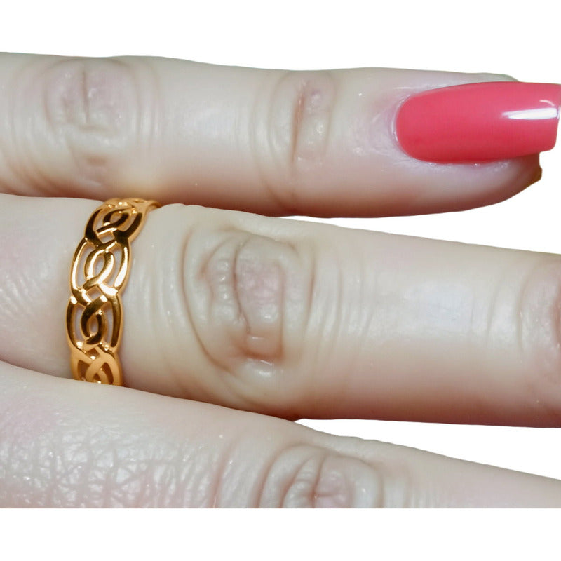 Anel Celta Infinito Prata 925 Dourada 18k - Exclusivo