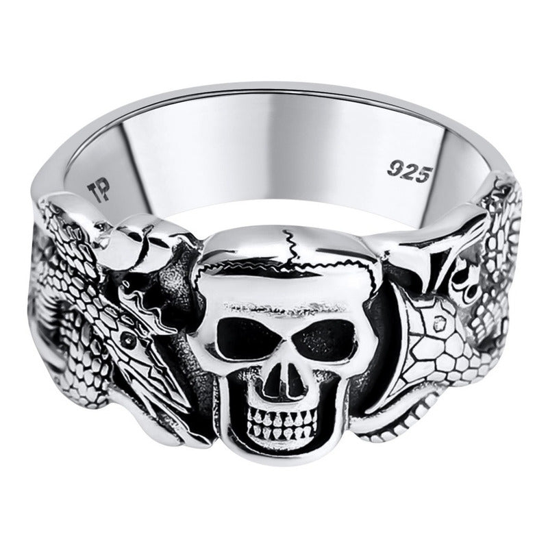 Anel Pura Prata 925 Masculino Caveira - Tamanhos Exclusivos