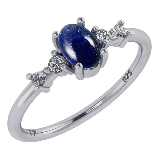 Anel Andilázuli Pura Prata 925 Lápis-lazúli - Tudo Prata