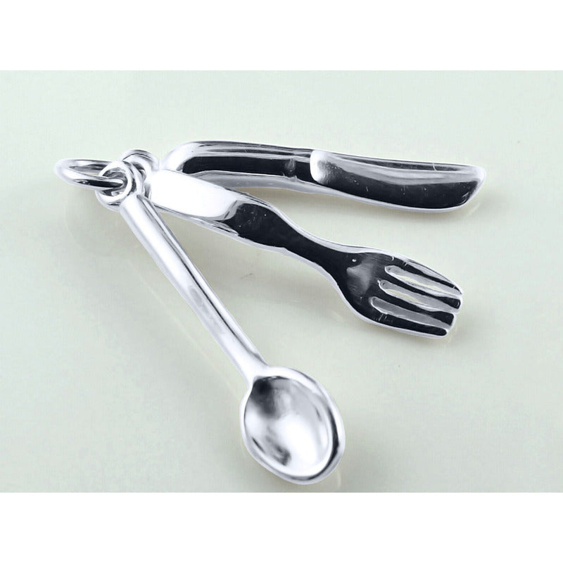 Pingente Prata 925 Culinária Garfo Colher Faca Exclusivo