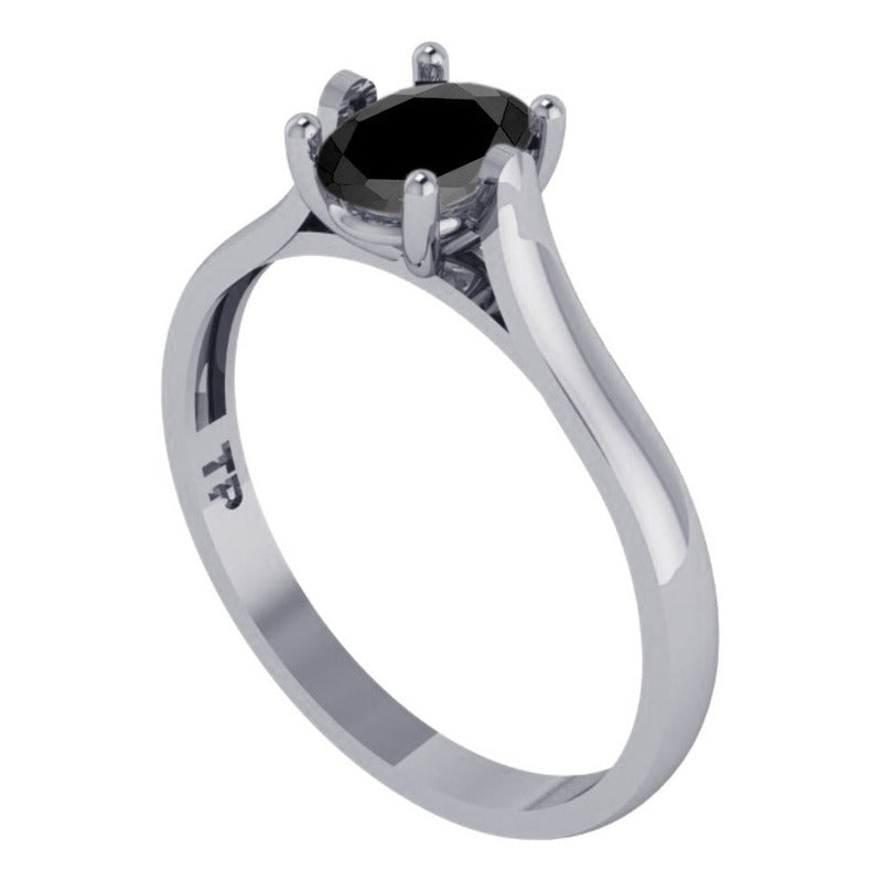 Anel Solitário Prata 925 Black Onix Oval - Exclusivo
