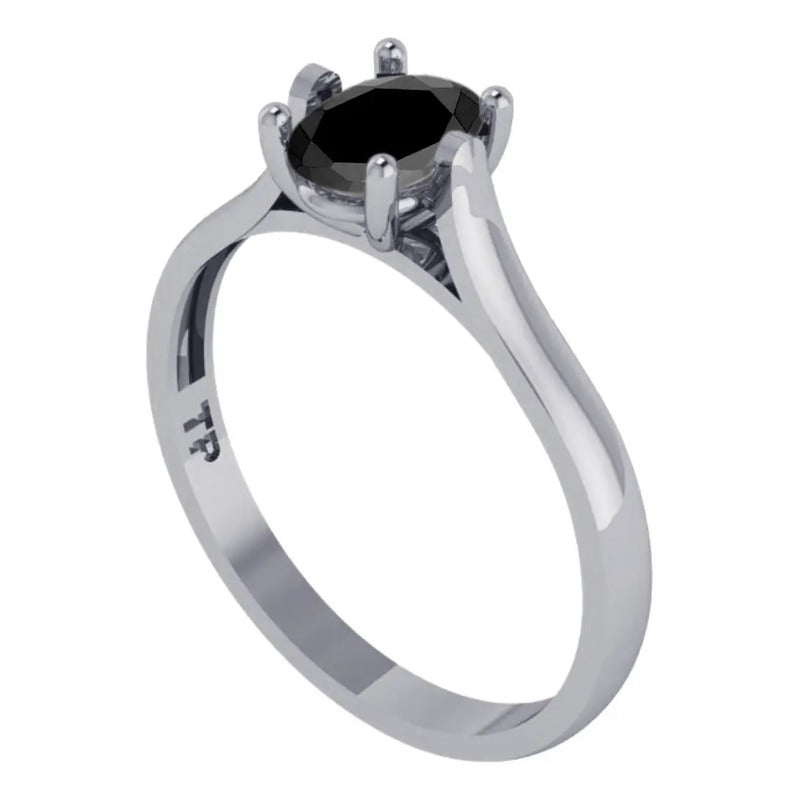 Anel Solitário Prata 925 Black Onix Oval - Exclusivo