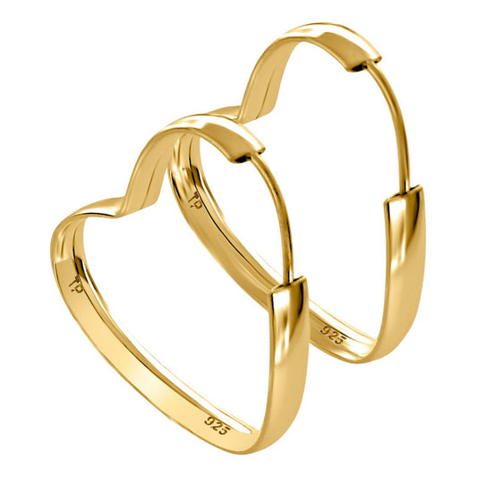 Brinco Argola Grossa Prata 925 Dourada 18k Coração - 25mm