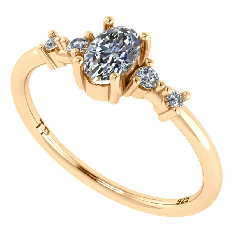 Anel London De Prata 925 Dourada Ouro 18k - Zircônia