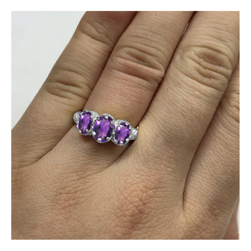 Anel Filigrana Vintage Prata 925 Ametista Oval - Exclusivo