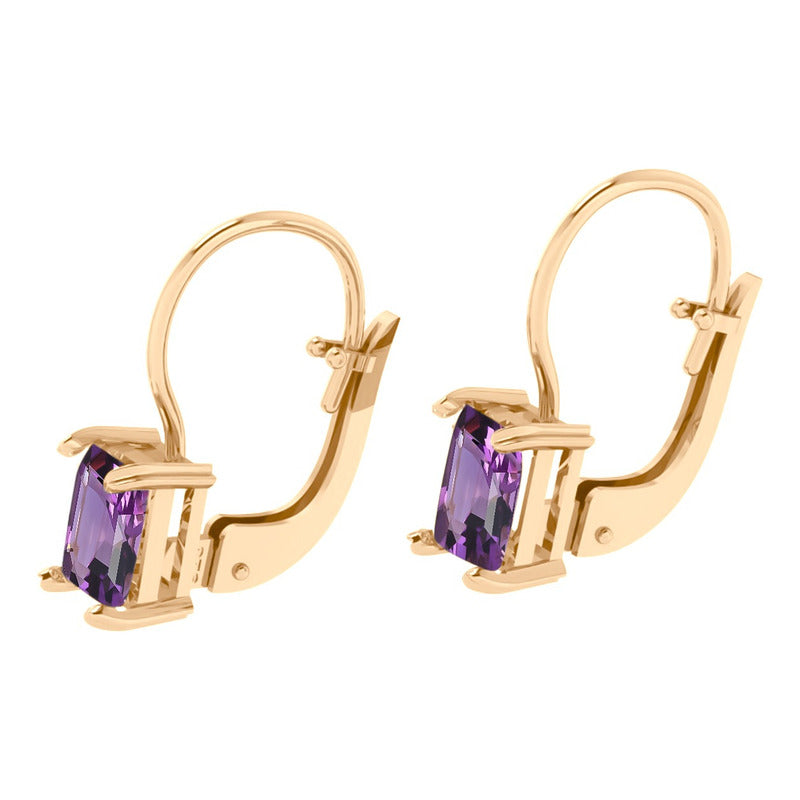 Kit Anel E Brinco Vintage Prata 925 Dourada 18k - Ametista