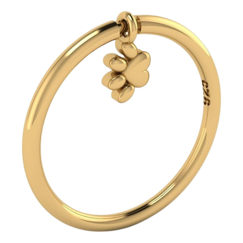 Anel Pingente Patinha Prata 925 Dourado 18k - Exclusivo
