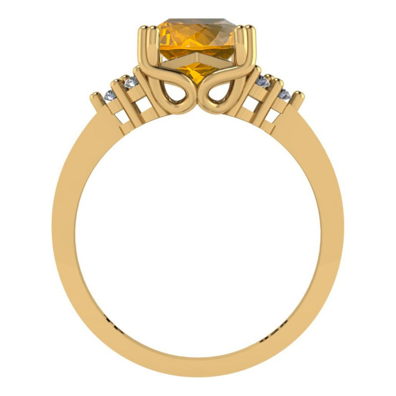 Anel Vintage Clássico Prata 925 Dourada Ouro 18k Citrino