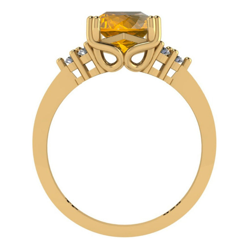 Anel Vintage Clássico Prata 925 Dourada Ouro 18k Citrino