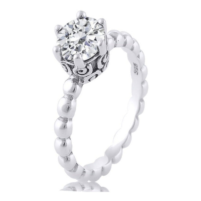Anel Solitário Vintage De Prata 925 Zirconia - Exclusivo