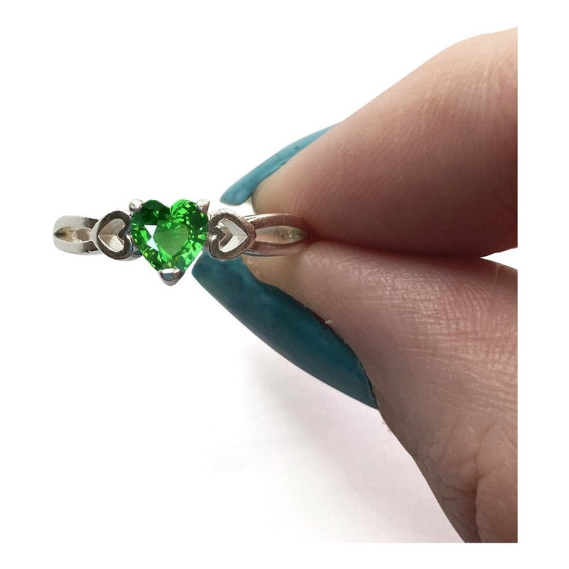 Pure 925 Silver Ring Eternal Emerald Heart - Exclusive