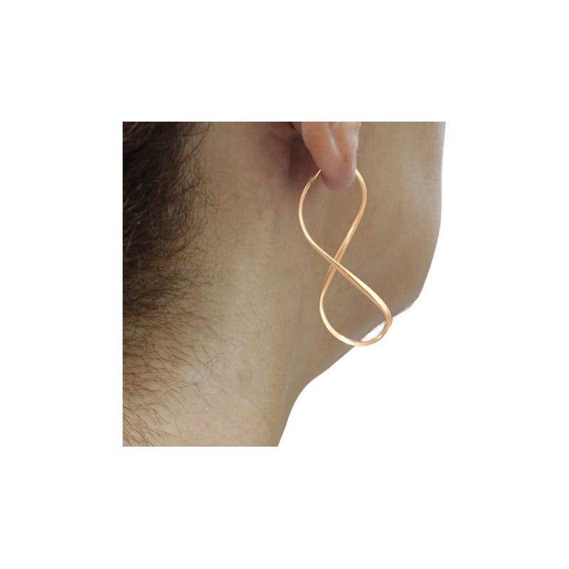 Argola Brinco 3,8cm Infinito Prata 925 Dourada 18k- Feminino