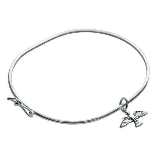 Bracelete Rígido Pura Prata 925 - Pingente Espírito Santo