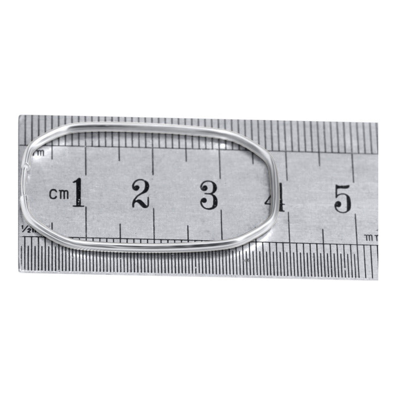 Brinco Argola Prata 925 Retangular - 38mm Feminina