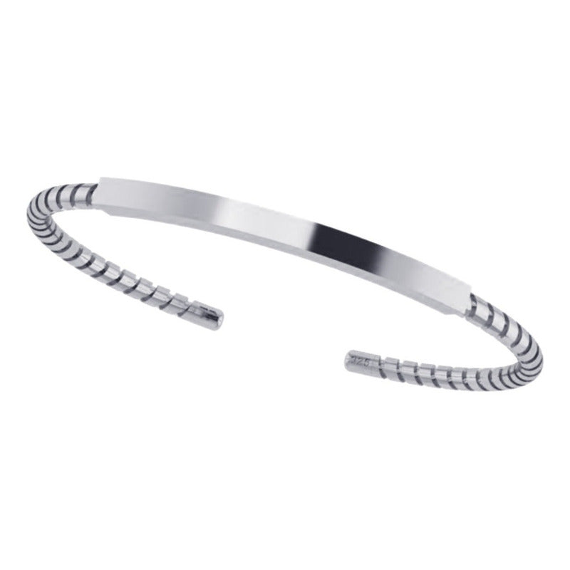 Pulseira Bracelete Torcido Rígido Maciço Prata 925 - Unissex