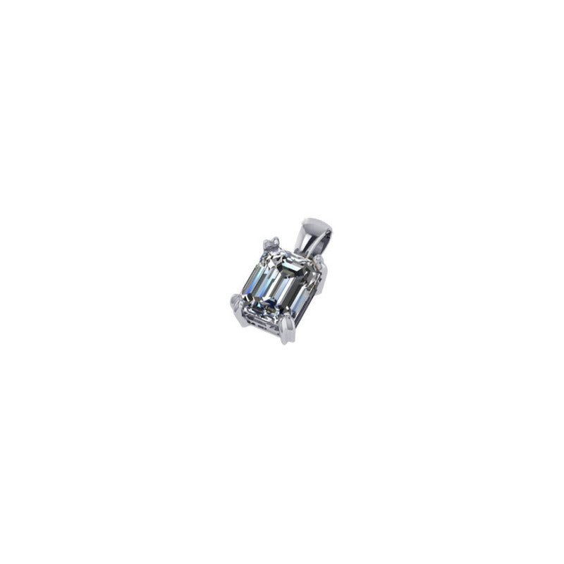 Pingente Prata 925 Retangular Zirconia Unissex - Exclusivo