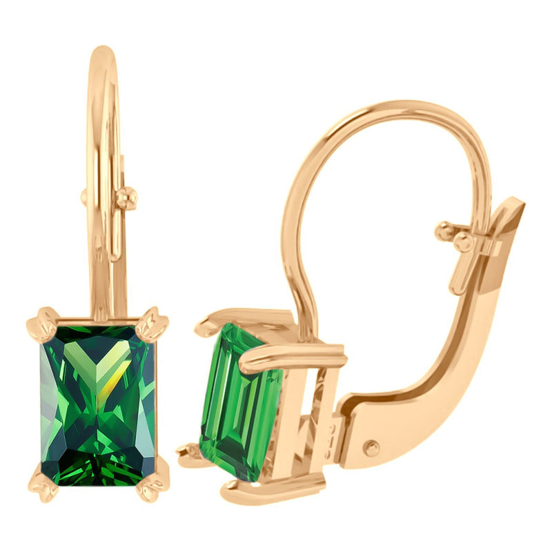 Kit Anel E Brinco Vintage Prata 925 Dourada 18k - Esmeralda