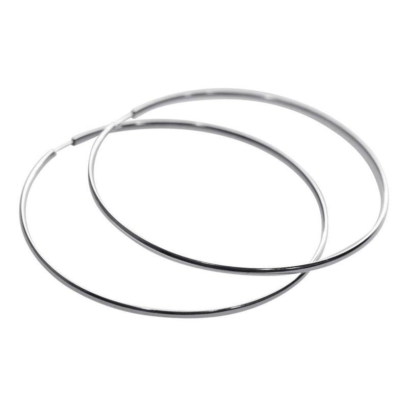 Brinco Argola Grande Prata 925 Redonda - 50mm Feminina