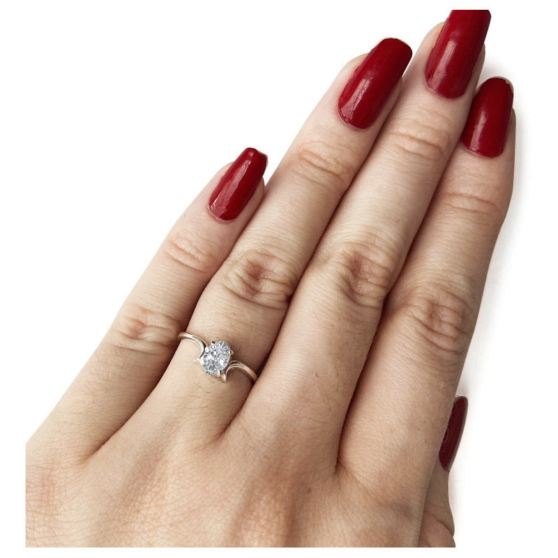 Anel Roma Solitário De Pura Prata 925 Zirconia - Exclusivo