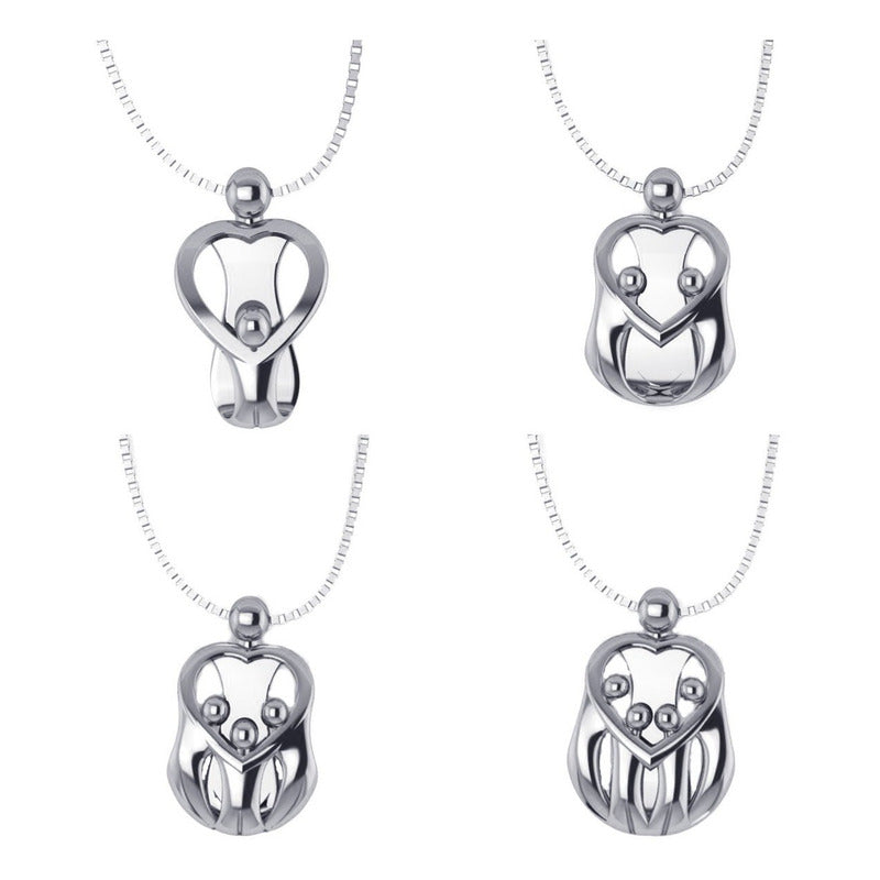 Colar Prata 925 Família Mãe 1,2,3 Ou 4 Crianças Exclusivo