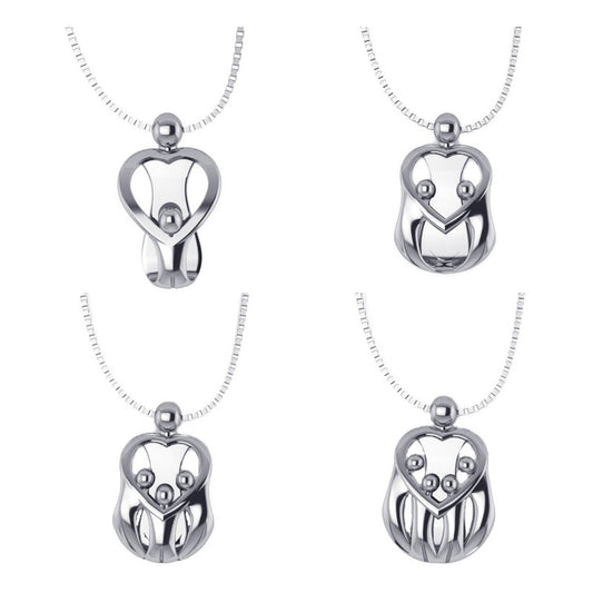 Colar Prata 925 Família Mãe 1,2,3 Ou 4 Crianças Exclusivo