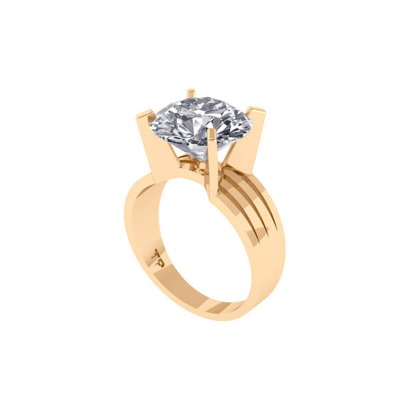 Anel Solitário Prata 925 Dourada 18k - Zircônia Grande